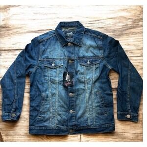 Nostic Denim Jacket Men's Large Blue 100% Cotton Button Front Jean‎ Jacket NWT